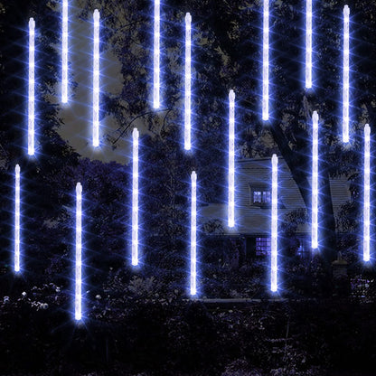 FUNPENY Meteor Shower Rain Lights, 288 LED Icicle Snow Falling Christmas Lights, Xmas Tree Holiday Decoration, White