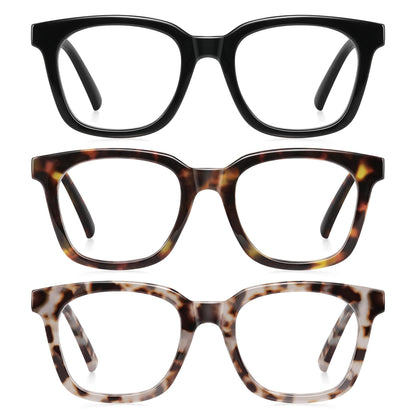 AIMISUV Reading Glasses for Women Men - Blue Light Blocking Magnifying Readers,Oprah Square Anti-Glare Computer Eyeglasses(3Pack,3.0X)