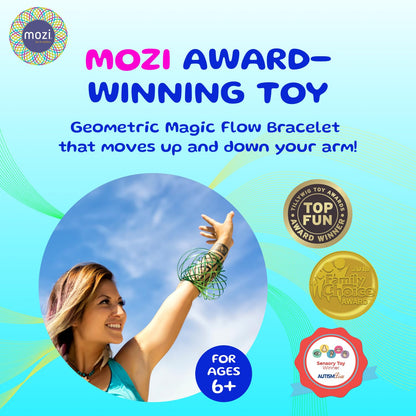 Mozi Geometric Magic Flow Ring - Easy to Use - 3D Arm Spinner Bracelet Toy for Kids and Adults (Iridescent)