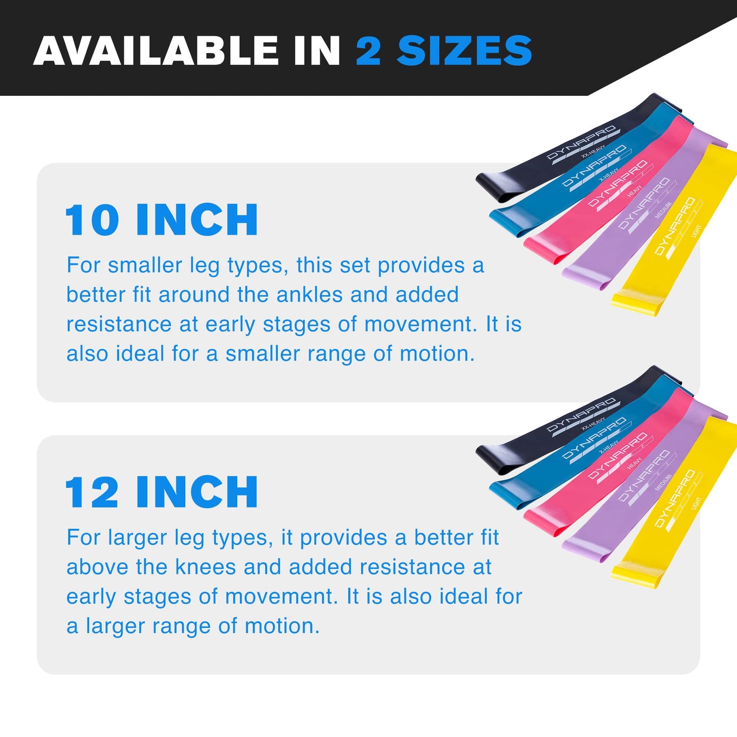 DYNAPRO Resistance Bands- Mini Precision Loop Exercise Bands with E-Quickstart Workout Guide (Pink-Yellow-Blue-Black) Perfect for Any Home Fitness Training Program