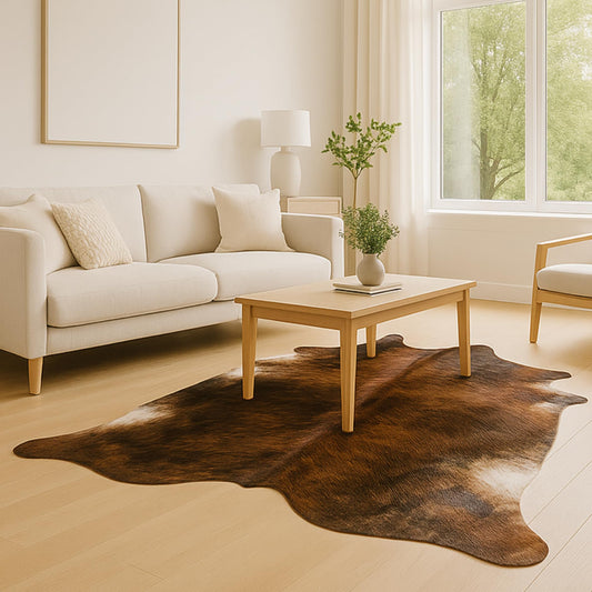 rodeo Genuine Cowhide Rug – Premium Western Home Décor, Natural Brazilian Cow Hide for Living Room, Bedroom & Rustic Cabin, Multiple Colors (Brindle, L)