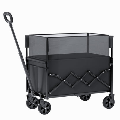 Festival Trolley on Wheels Utility Collapsible Wagon Cart Adjustable Handle for Shoppings Campings Gardenings and Outdoor Sports 120L Capacity