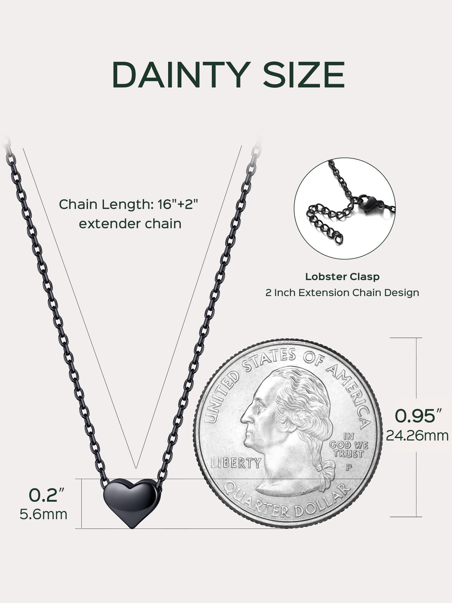 ChicSilver Black Necklaces for Women 925 Sterling Silver Tiny Heart Pendant Necklace for Women Dainty Necklace Christmas Necklaces