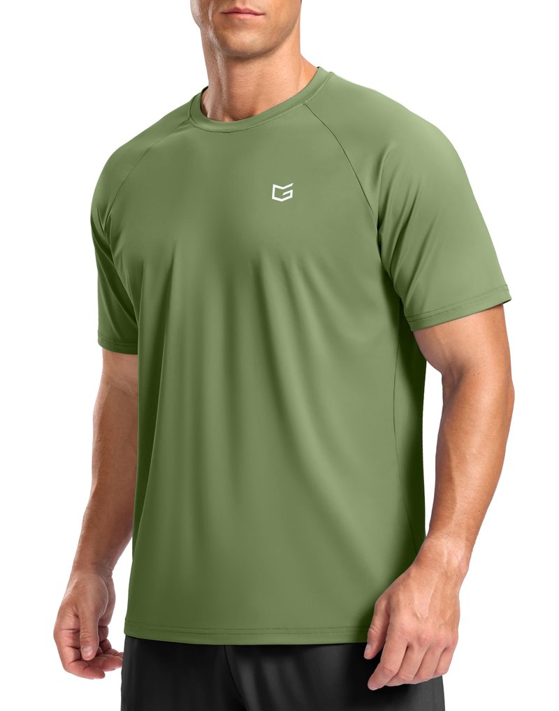 G Gradual Men's Athletic Workout T-Shirts Moisture Wicking Cooling Running Shirts Short Sleeve Performance Tee for Gym Tennis(Military Green,M)