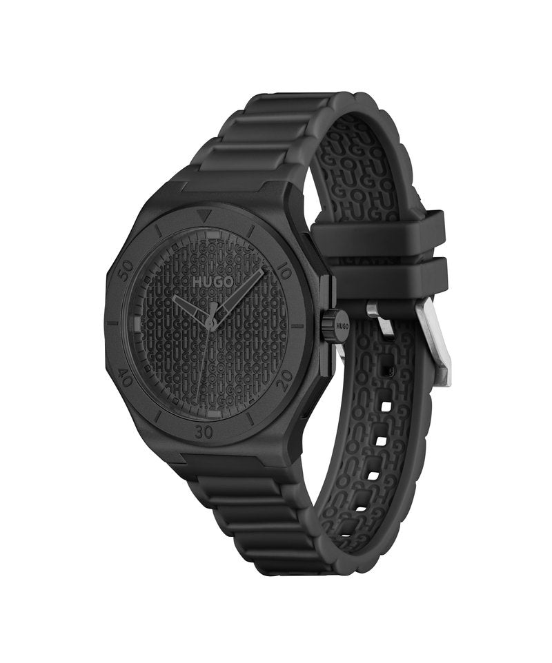 HUGO Men's #Grail Light Watch – Ultra-Light Aluminum Case, Monochrome Design, Soft Silicone Strap, Quartz Movement, Contemporary Three-Hand Timepiece - Gift for Him
