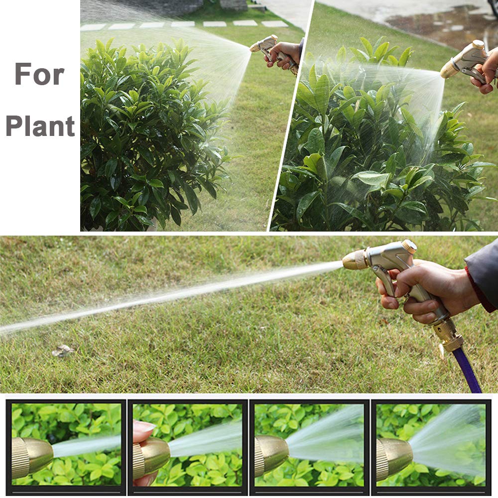 FANHAO Garden Hose Spray Gun with Full Brass Nozzle, 100% Heavy Duty Metal Water Gun, High Pressure Adjustable Spray Nozzle for Plants Watering, Cleaning, Car Washing and Pets Showering