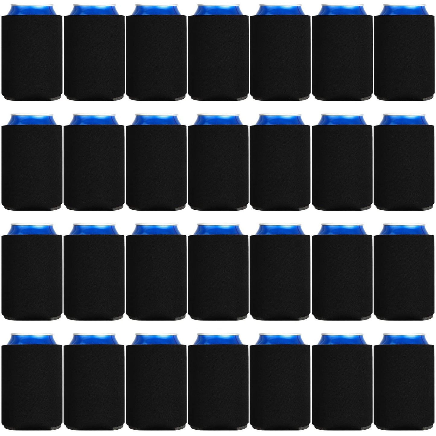 CHENGU 80 Pieces Can Coolers Soft Insulated Soda Cover Coolies Blank Can Covers Collapsible Can Cooler Sleeves Plain Can Sleeves for Soda Beverage DIY Customizable Weddings Party(Black)