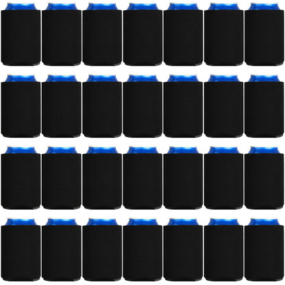 CHENGU 80 Pieces Can Coolers Soft Insulated Soda Cover Coolies Blank Can Covers Collapsible Can Cooler Sleeves Plain Can Sleeves for Soda Beverage DIY Customizable Weddings Party(Black)