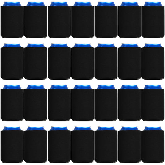 CHENGU 80 Pieces Can Coolers Soft Insulated Soda Cover Coolies Blank Can Covers Collapsible Can Cooler Sleeves Plain Can Sleeves for Soda Beverage DIY Customizable Weddings Party(Black)