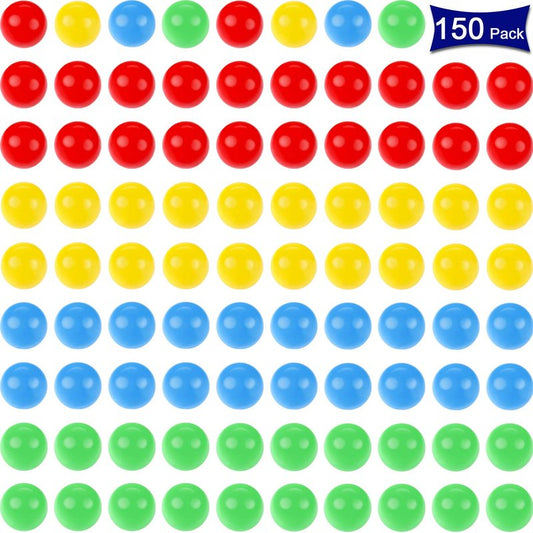 Gejoy 150 Pieces 14.4 mm Game Replacement Marbles Plastic Colored Game Balls Compatible with Hungry Hungry Hippos Greedy Frog