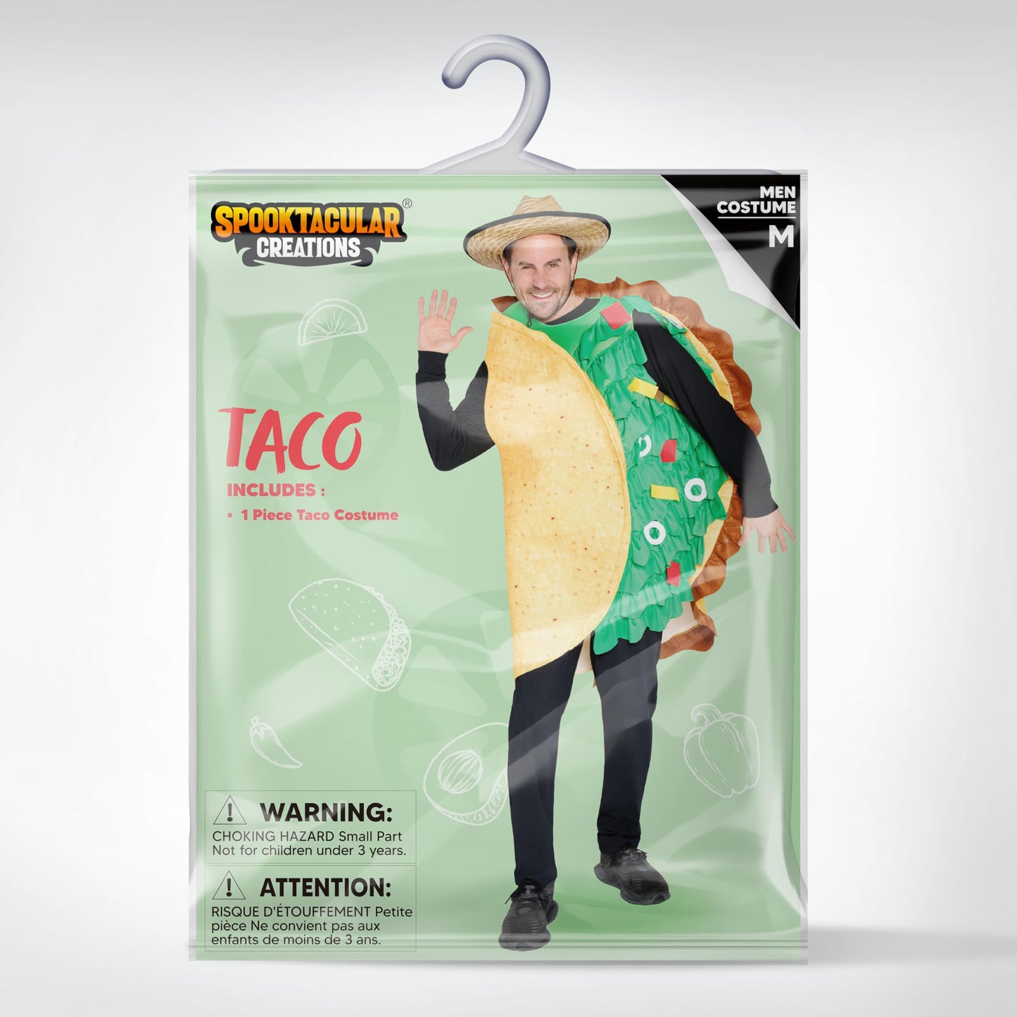 Spooktacular Creations Taco Costume Adult Men Realistic Deluxe Set for Halloween Dress Up Party Theme Activities