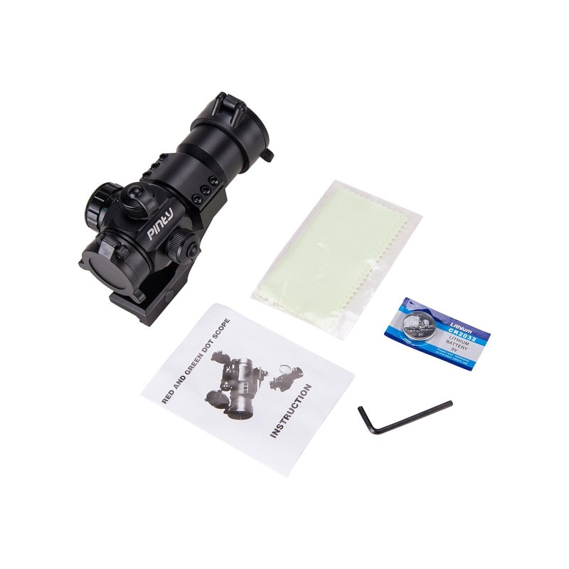 Pinty 1x30 4 MOA Red Green Dot Tactical Reflex Sight with Picatinny Cantilever Mount Black, Khaki (Black)