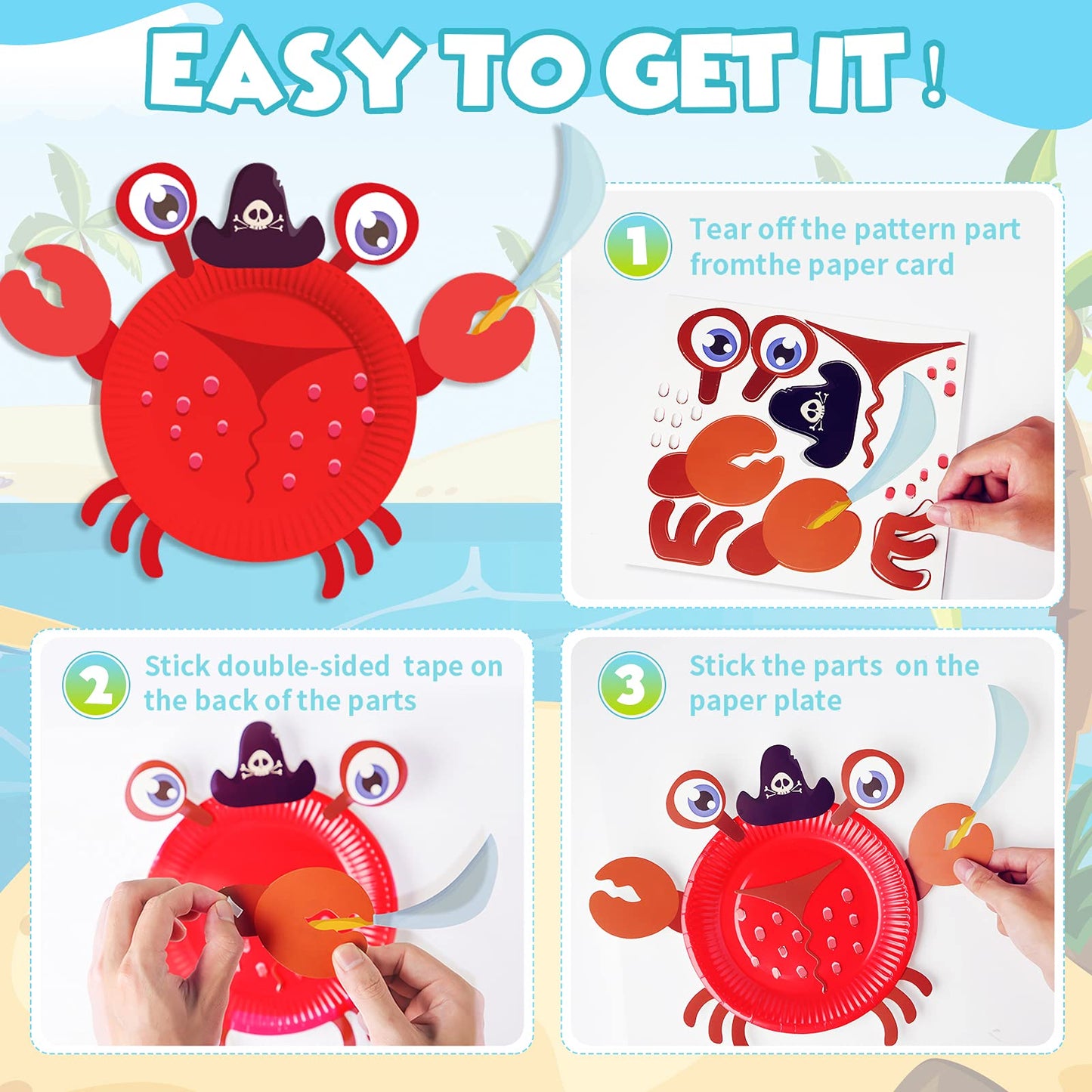 V-Opitos Arts and Crafts Kits for Kids, 12 Pack Paper Plate Crafts, Simple Animal Crafts for Toddler Age of 3, 4, 5 Years Old, Fun Preschool Classroom Activity Project for Boy & Girl