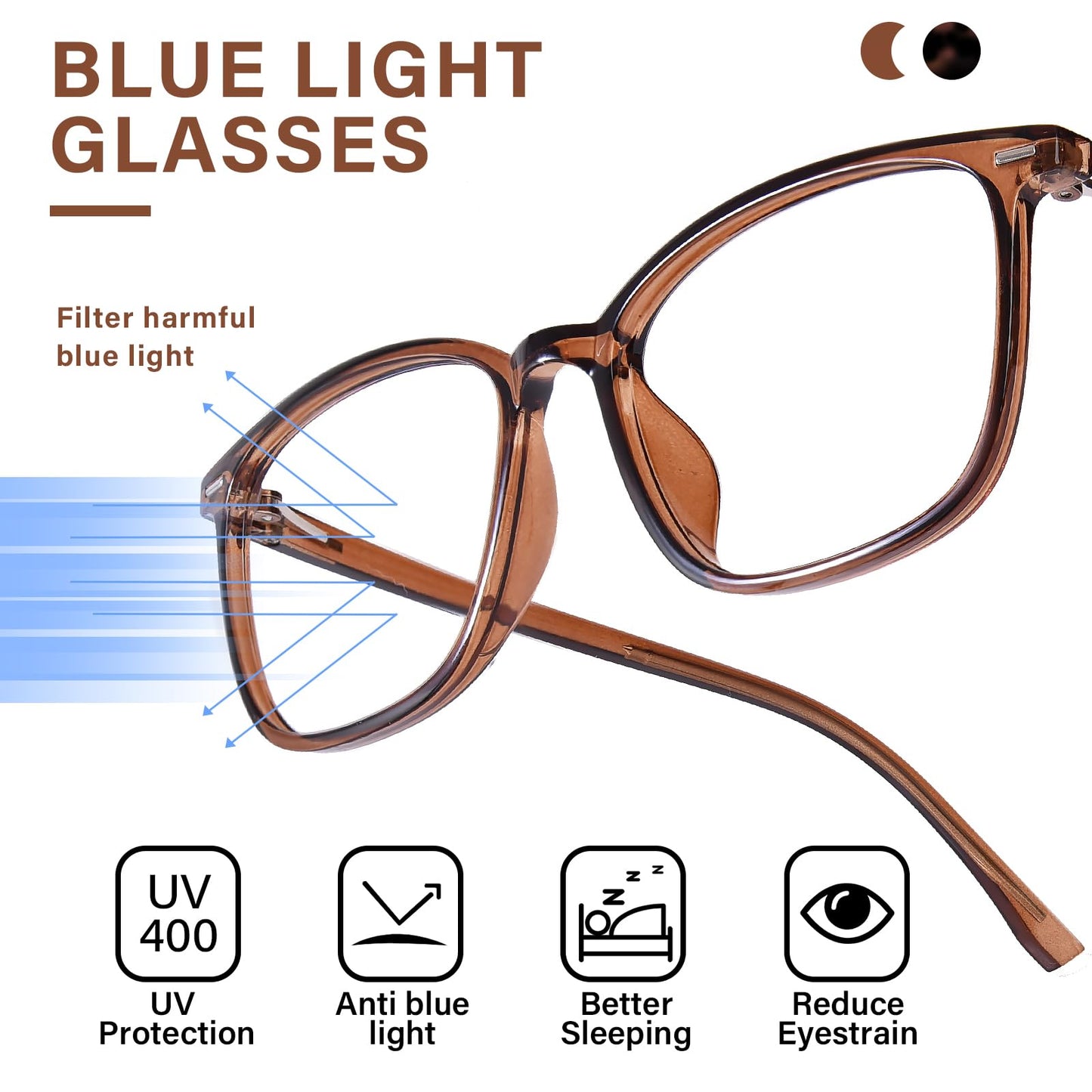 FONHCOO Blue Light Blocking Glasses Women Men TR90 Fashion Frame Computer Blue Light Glasses Anti UV Glare (Upgrade)