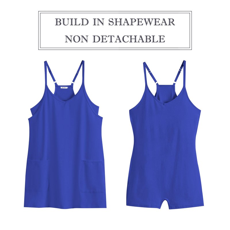 ANRABESS Women Athletic Dress Summer Tennis Workout Active Sports Mini Romper Dress Built in Shorts Travel Vacation Clothes Royal Blue XX-Large