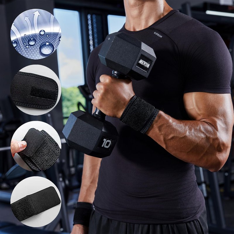 Adjustable Wrist Brace - 2 Pack Support Straps for Fitness, Tendonitis & Carpal Tunnel Relief | Highly Elastic Black