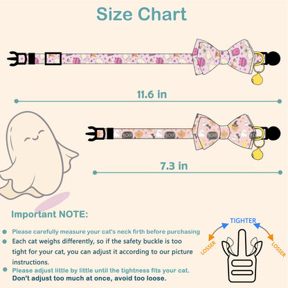 Faygarsle 2 Pack Breakaway Cute Halloween Cat Collar Collection Ghosts Pattern with Bell for Kittens Female Male Cats Seasonal Holiday Bowtie Fall Cat Collar Pink Purple