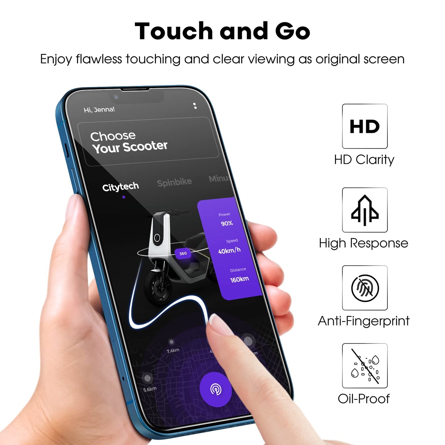 JETech Full Coverage Screen Protector for iPhone 16e 2025, iPhone 13/13 Pro 6.1-Inch, Tempered Glass Film with Easy Installation Tool, Case-Friendly, HD Clear, 3-Pack