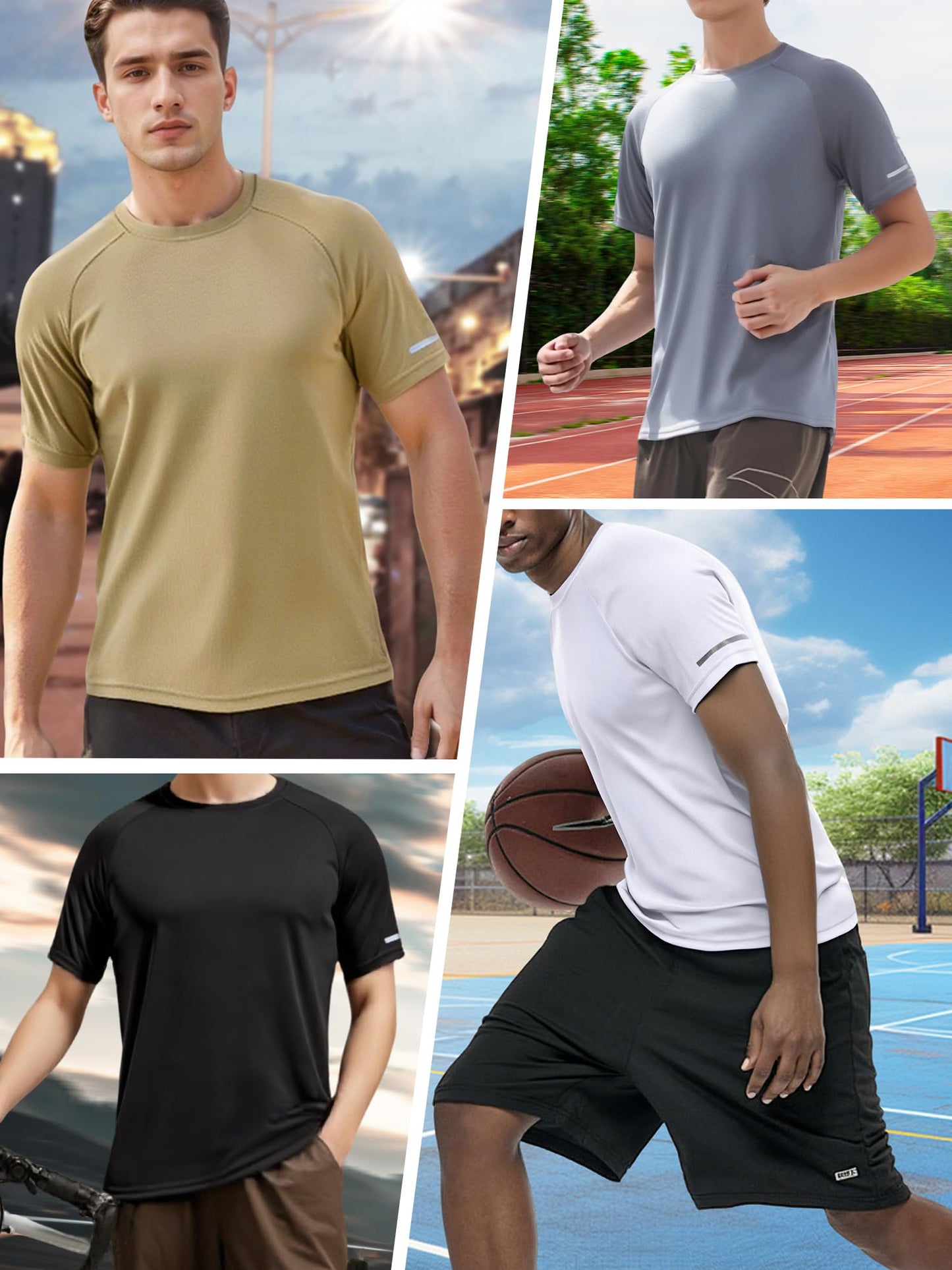 Holure Men's 3 Pack Sportswear Breathable T-Shirts Quick-Drying Short-Sleeve Shirts White/White/White 08-M
