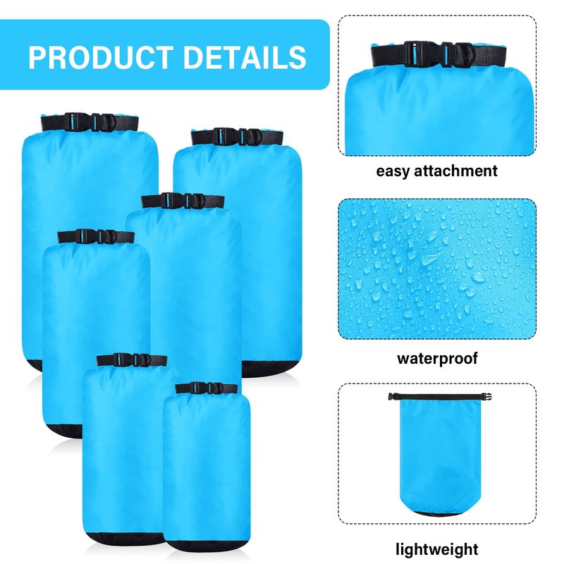 GliCraft 6 Pcs Waterproof Dry Bag Sack Lightweight Outdoor Dry Bags 35 L, 20 L, 15 L, 10 L, 5 L, 3 L Waterproof Boat Bag for Kayaking, Backpacking, Hiking, Camping Rafting(Blue)