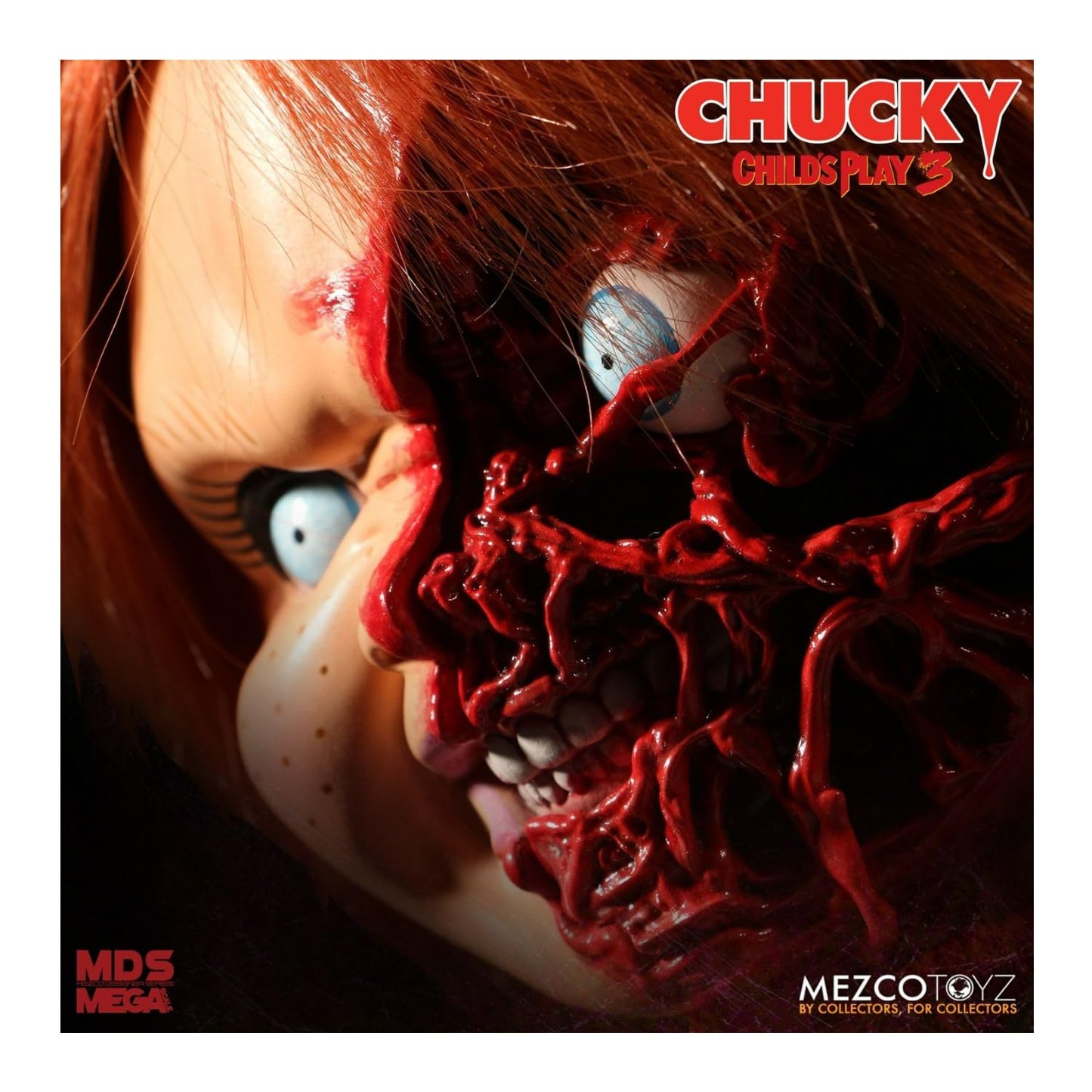 Mezco Toyz Designer Series Child's Play 3 Talking Pizza Face Chucky 15-Inch Mega Action Figure with Voice