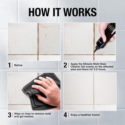 Glassguard Miracle Mold Stain Cleaner Gel for Hard Stains – Mold Cleaning Gel for Grouts, Ceramic, Glass, Silicone, Caulk & More – Washing Machine Cleaner Front Loader (300 ml / 10 oz)