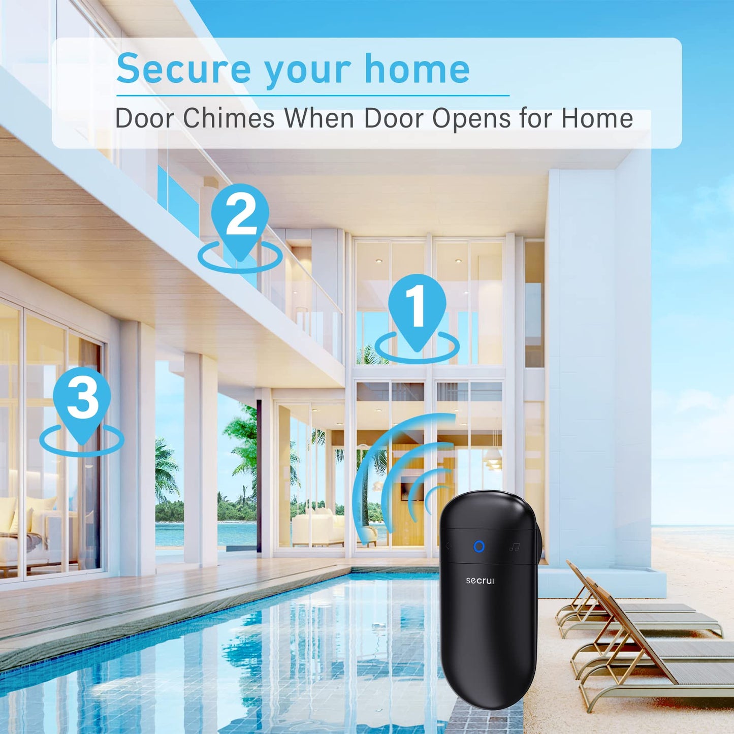 SECRUI Door Chime, Door Open Sensor Chime for Business/Home When Entering, Adjustable Volume, Easy Installation, 400ft Range, 52 Chimes, M508+D7