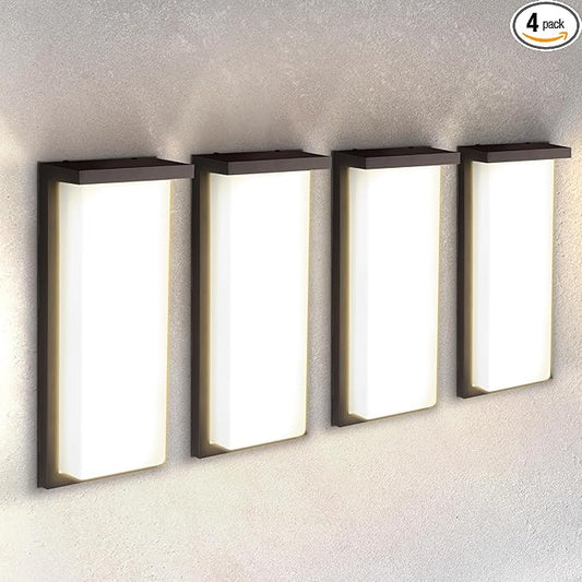 ASD LED 14" Outdoor Wall Light, Front Door House Sconce | 3CCT, Dimmable, Waterproof, ETL Listed | 20W 1900LM 3000-5000K 120V | Exterior Patio Lighting Fixture, Porch Lamp | Dark Bronze, 4 Pack