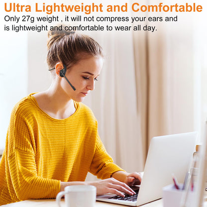 Golvery Latest Bluetooth 5.3 Headset w/Noise Canceling Boom Mic, Wireless Headset for Phone PC Computer Latop, Lightweight and Comfortable Headphone for Office Meeting Home Working Calling, 10H