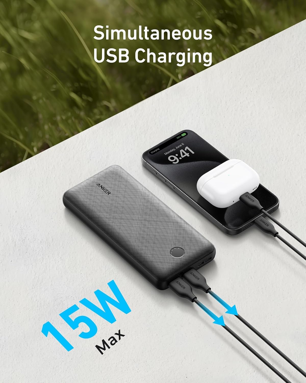Anker Power Bank, 325 Portable Charger, 20,000mAh Battery Pack with PowerIQ Tech, USB-C Input and Output Ports for iPhone 17/16/15 Series, Samsung Galaxy, AirPods, and More (PowerCore Essential 20K)