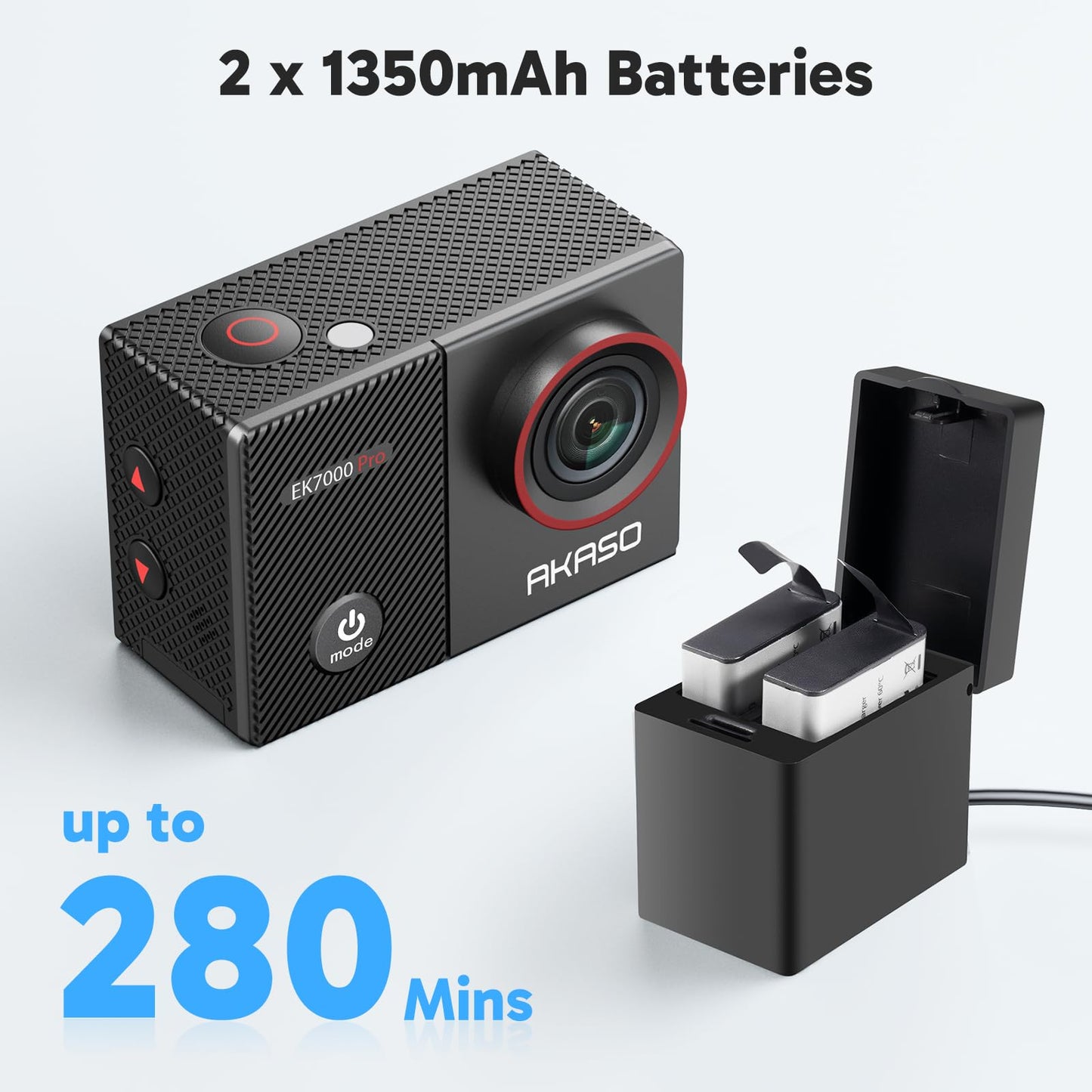 AKASO EK7000 Pro 4K30fps Action Camera with Touch Screen EIS 131ft Waterproof Underwater Camera Remote Control 5X Zoom with Helmet Accessories Kit (Standalone)