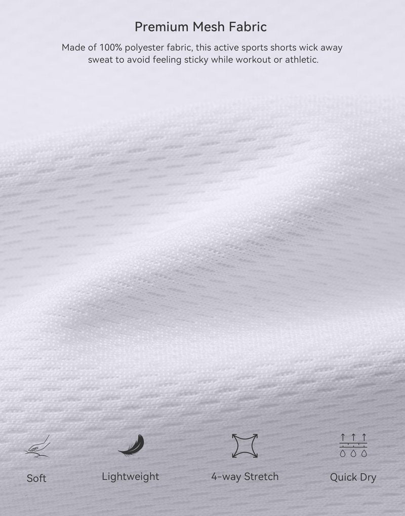 G Gradual Men's Athletic Shorts with Pockets 9" / 11" Long Basketball Shorts Lightweight Quick Dry Gym Workout Shorts for Men(White,XXL)