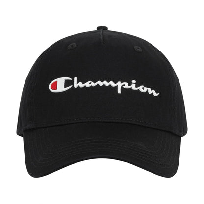 Champion Ameritage Dad Adjustable Cap, Black Big Logo, One Size