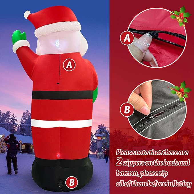 Danxilu 14FT Giant Christmas Inflatables Santa Claus with Wreath Built-in LED Lights, Blow Up Inflatable Christmas Decorations Outdoor for Yard Patio Garden Xmas Party Lawn Holiday Decor