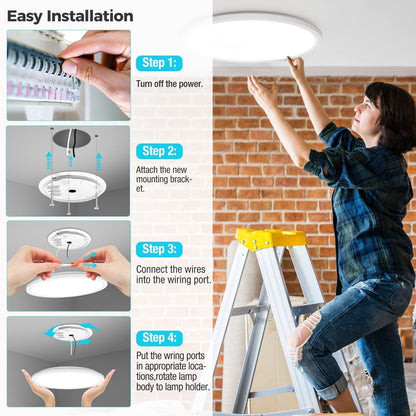 libtit 24W 33CM Bathroom Lights Ceiling,2400LM Led Flush Mount Ceiling Light, 3 Color Selectable 3000K/4500K/6000K Thin Round Ceiling Panel Light Fixture for Kitchen,Bedroom,Hallway,Office