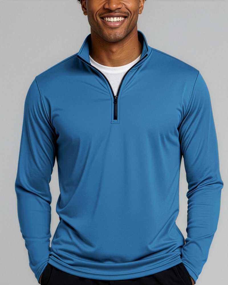 Real Essentials 3 Pack: Men's Dry-Fit Active Quarter Zip Long Sleeve Athletic Performance Pullover (Available in Big & Tall) Set 7 L