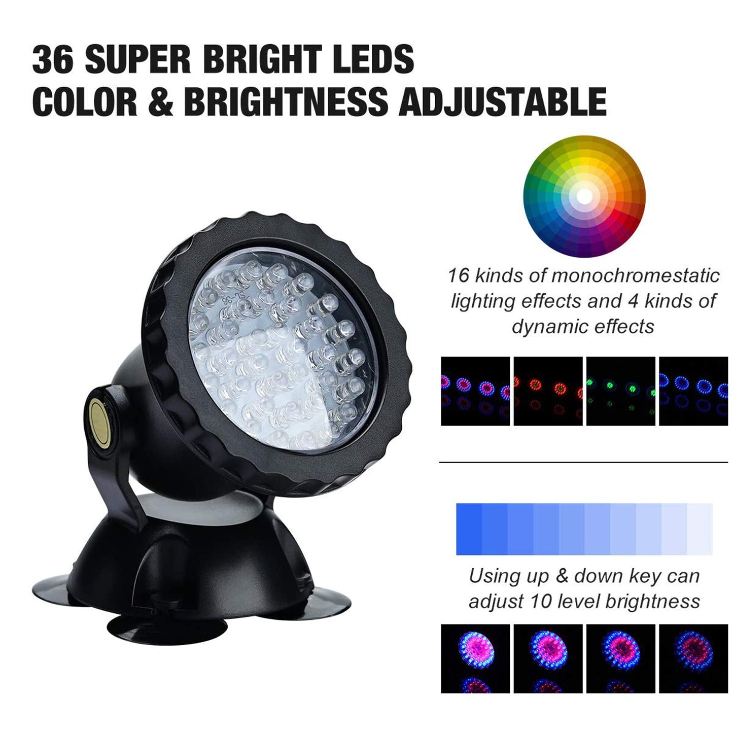 Lychee Waterproof Underwater Spot Lights,Remote Control Amphibious Change Color Submersible Lights for Garden Pond Aquarium Courtyard Swimming Pool Fountain Fish Tank (Set of 4)