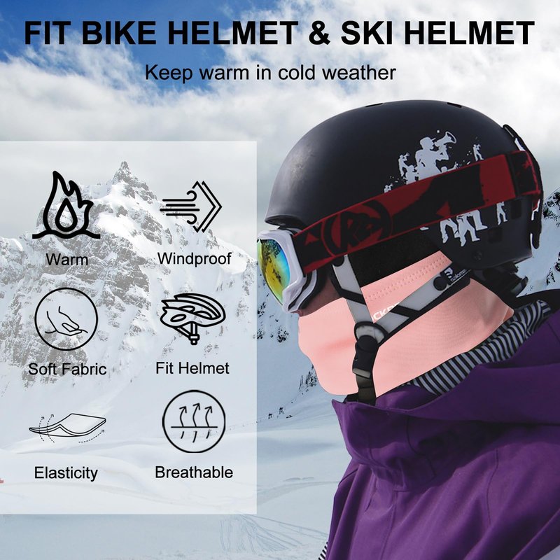 ROCKBROS Balaclava Ski Mask Fleece Neck Warmer Female for Cycling Hiking Pink
