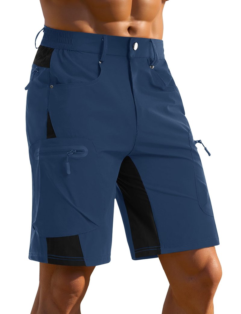 CRYSULLY Men's Summer Outdoor Shorts 9" Quick Dry Cargo Casual Work Hiking Dress Shorts Royal Blue M