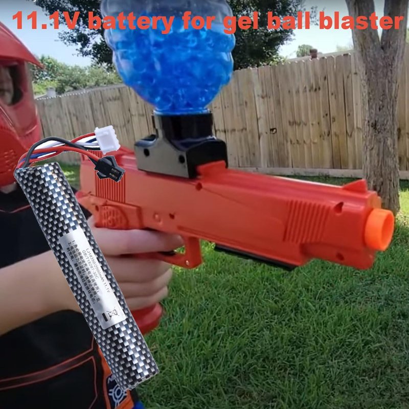 funkawa Airsoft Gel Ball Blaster 11.1V 2000mAh Battery, Water Bead Ball 11.1V Splatter Batteries SM2P Plug with Charger for Airsoft Gel Ball Blaster(1-Pack)