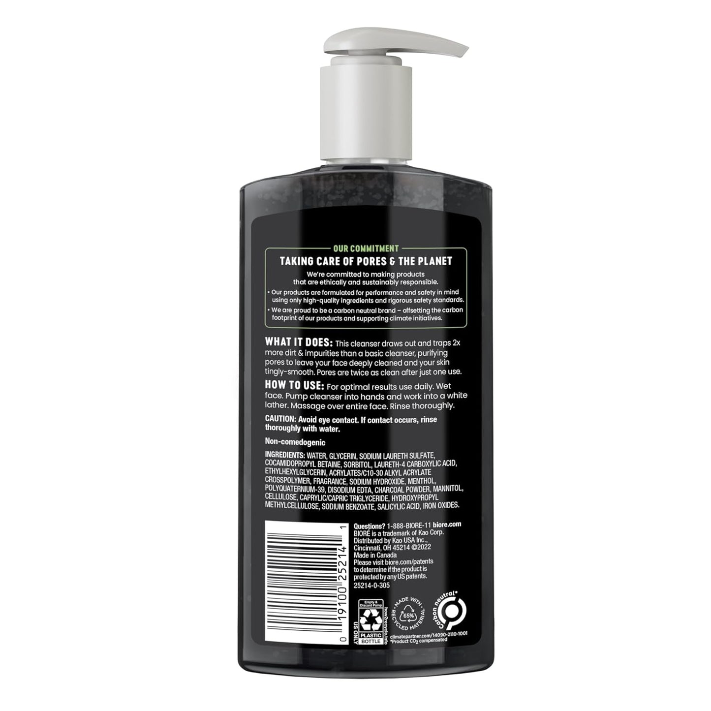 Biore Deep Pore Charcoal Face Wash, Daily Facial Cleanser for Dirt & Makeup Removal, for Oily Skin, 6.77 Oz