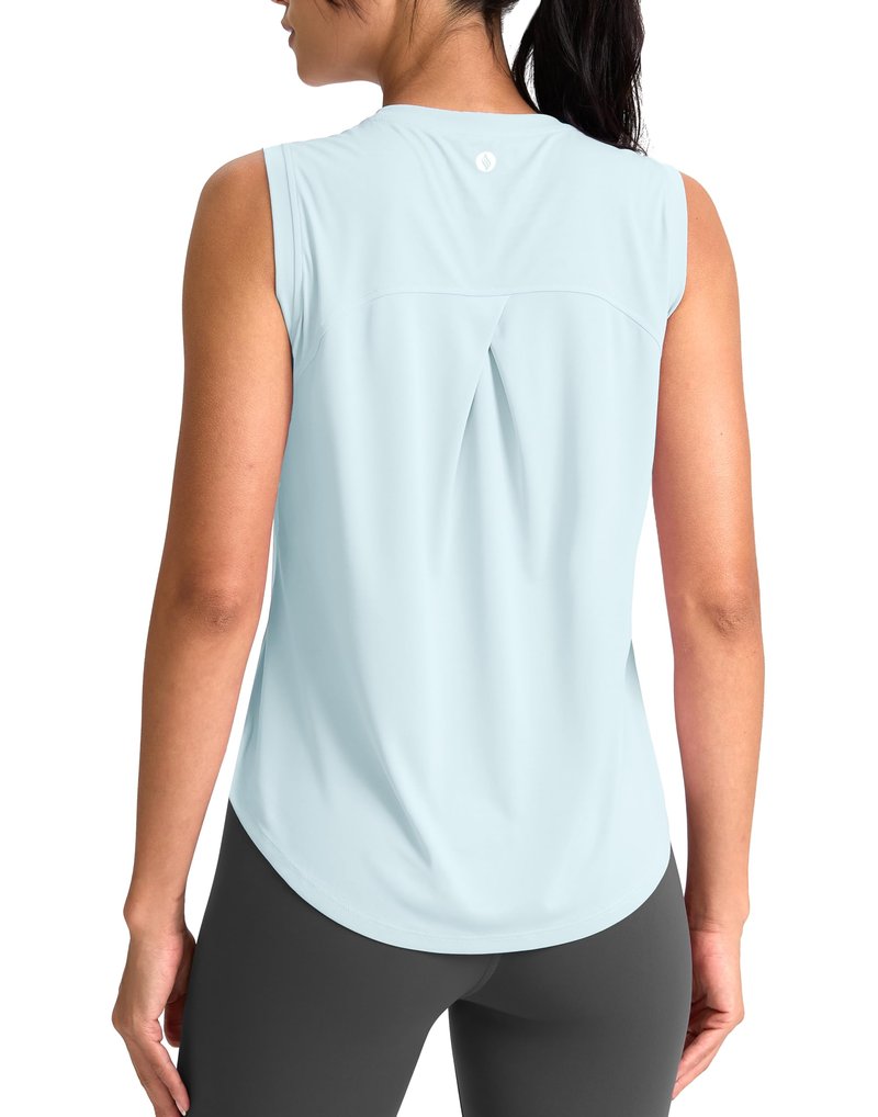 SANTINY Women's Sleeveless Workout Tops Breathable Lightweight Active Tennis Yoga Shirts Athletic Running Tank Tops for Women (Sky Blue_XS)