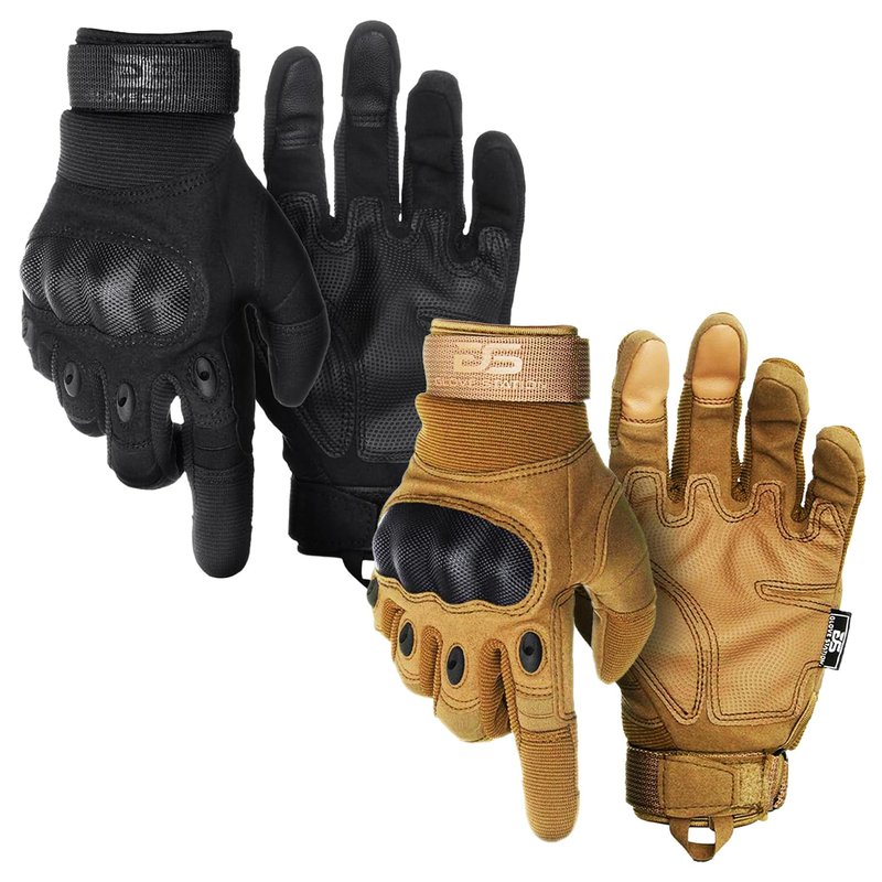 Glove Station Knuckle Protective Gloves for Men - Touchscreen Motorcycle Riding Gloves for Airsoft, Hiking & Outdoor Work - Black & Tan, Small