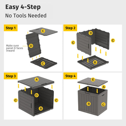 EAST OAK Outdoor Storage Box, 31 Gallon Deck Box Indoor and Outdoor Use, Waterproof Resin Storage Bin for Package Delivery, Patio Cushions, Gardening Tools, Lockable, UV Resistant, Grey
