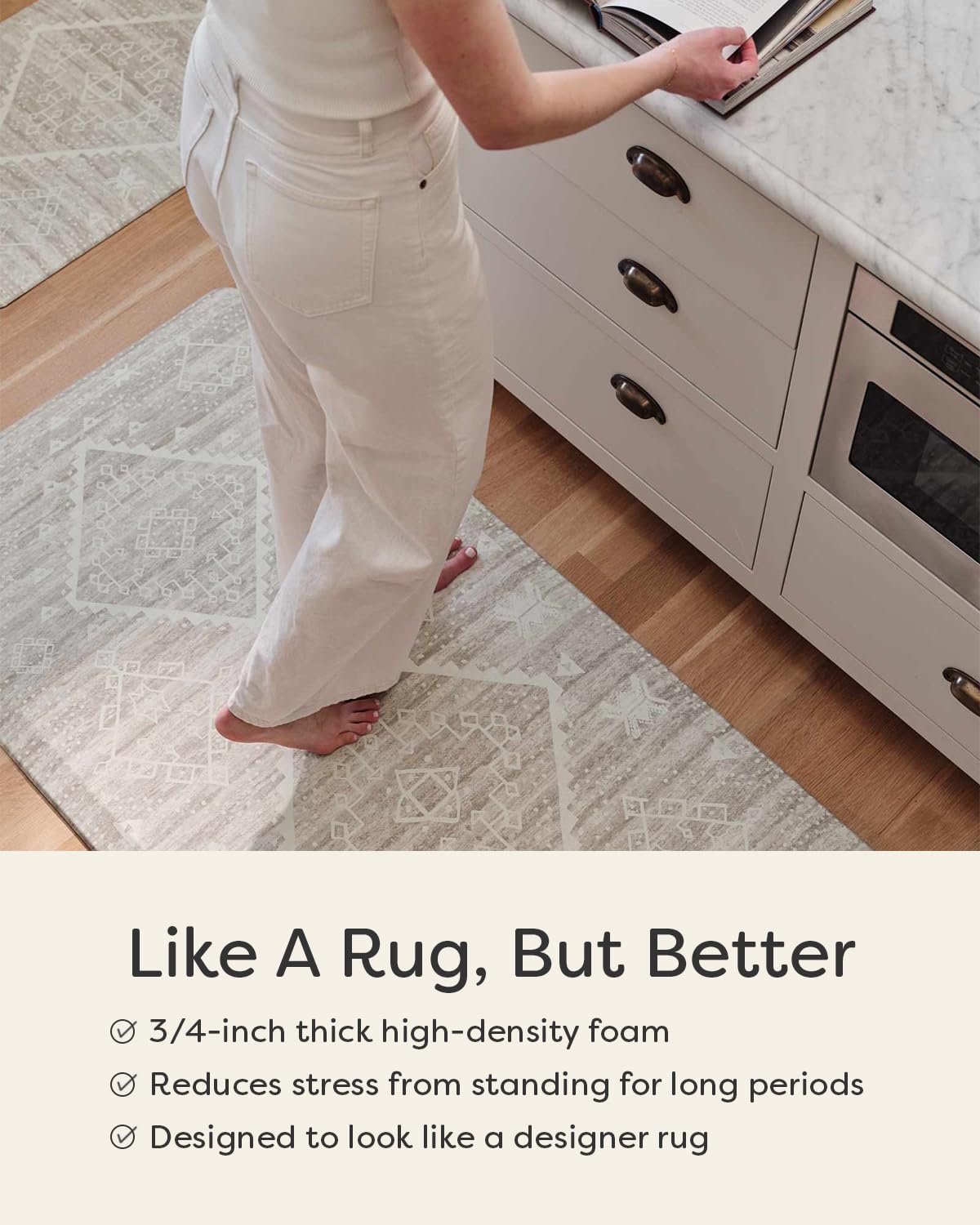 House of Noa Nama Standing Mat – Anti-Fatigue Kitchen Mats for Floor, Cushioned & Non-Slip Comfort Mat for Standing, Thick Foam Anti-Fatigue Mat for Kitchen & Workspaces, Georgia Clay 22" x 36"