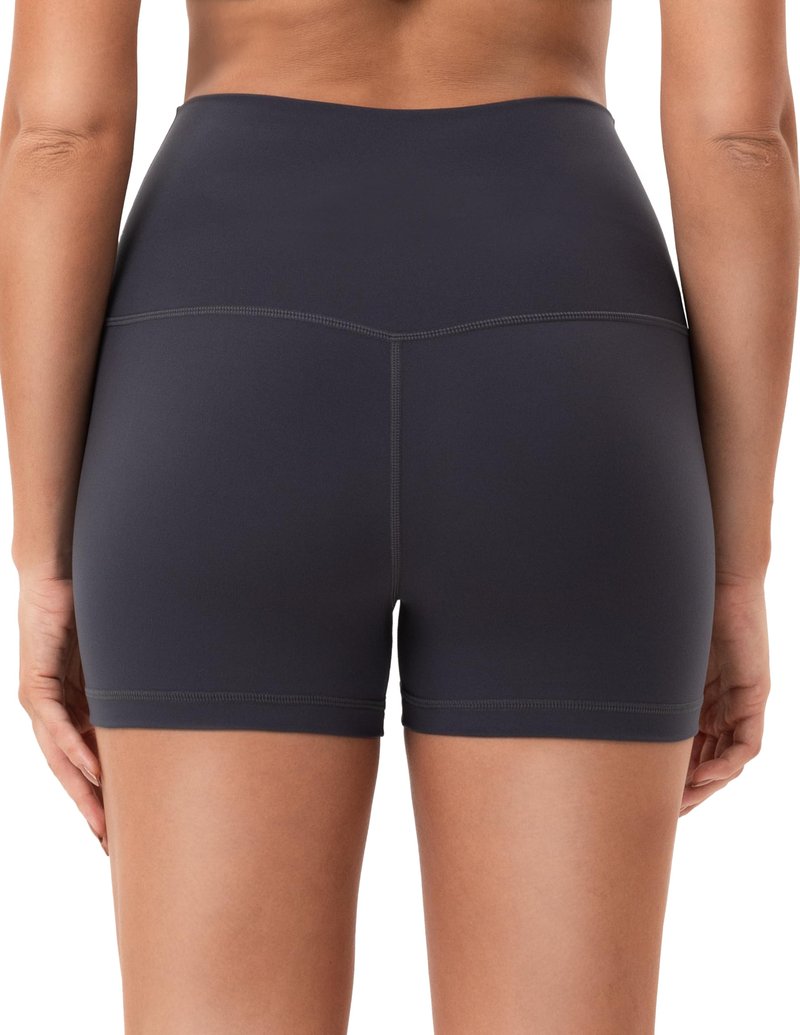 YUNOGA No Front Seam Biker Shorts for Women, High Waisted Tummy Control 3" Inseam Exercise Athletic Gym Running Yoga Shorts (Charcoal Grey,S)