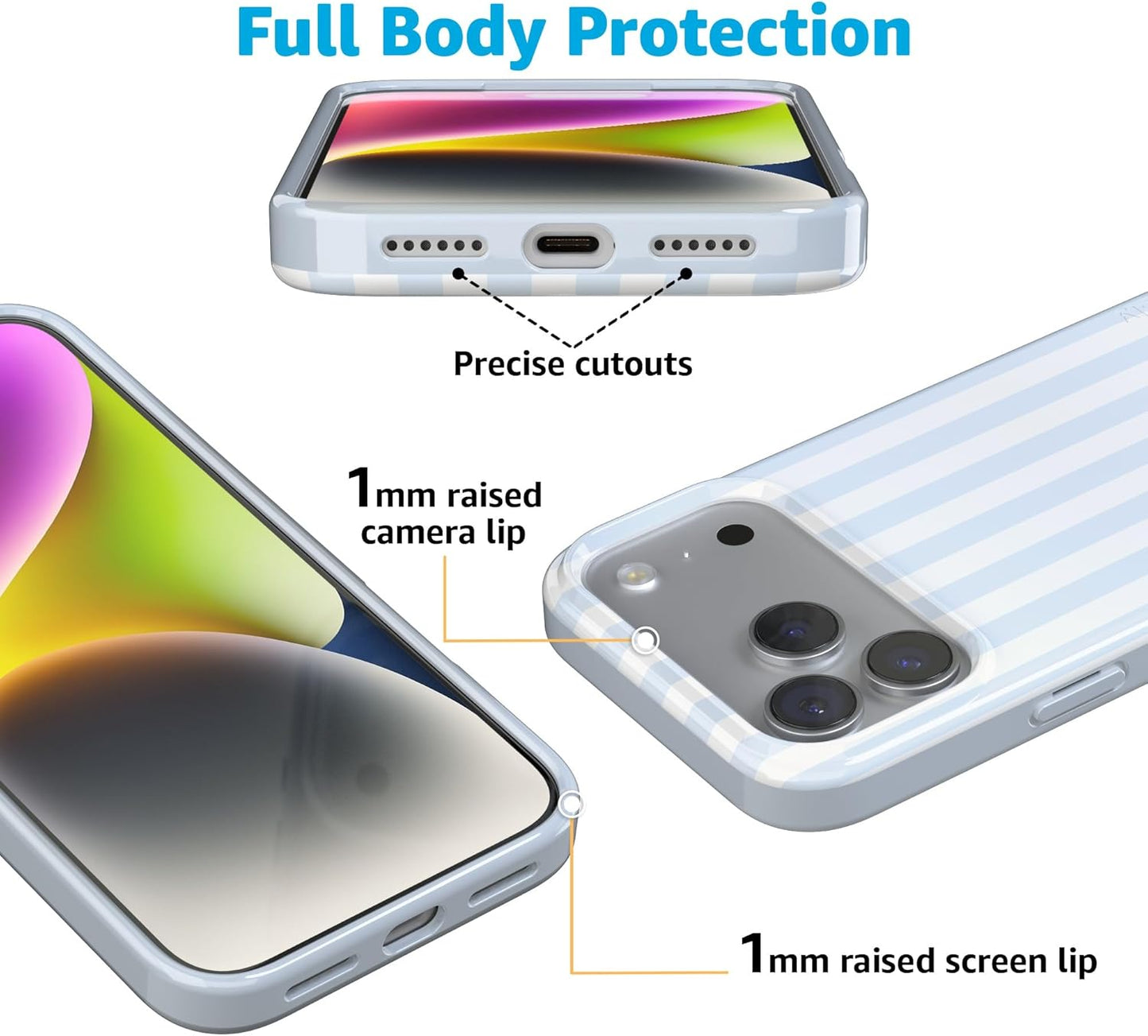 Casely iPhone 17 Pro Case | Blue Stripes | Sunday Best | Compatible with MagSafe | Classic Ultra Slim Design