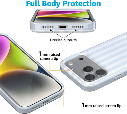 Casely iPhone 17 Pro Case | Blue Stripes | Sunday Best | Compatible with MagSafe | Classic Ultra Slim Design