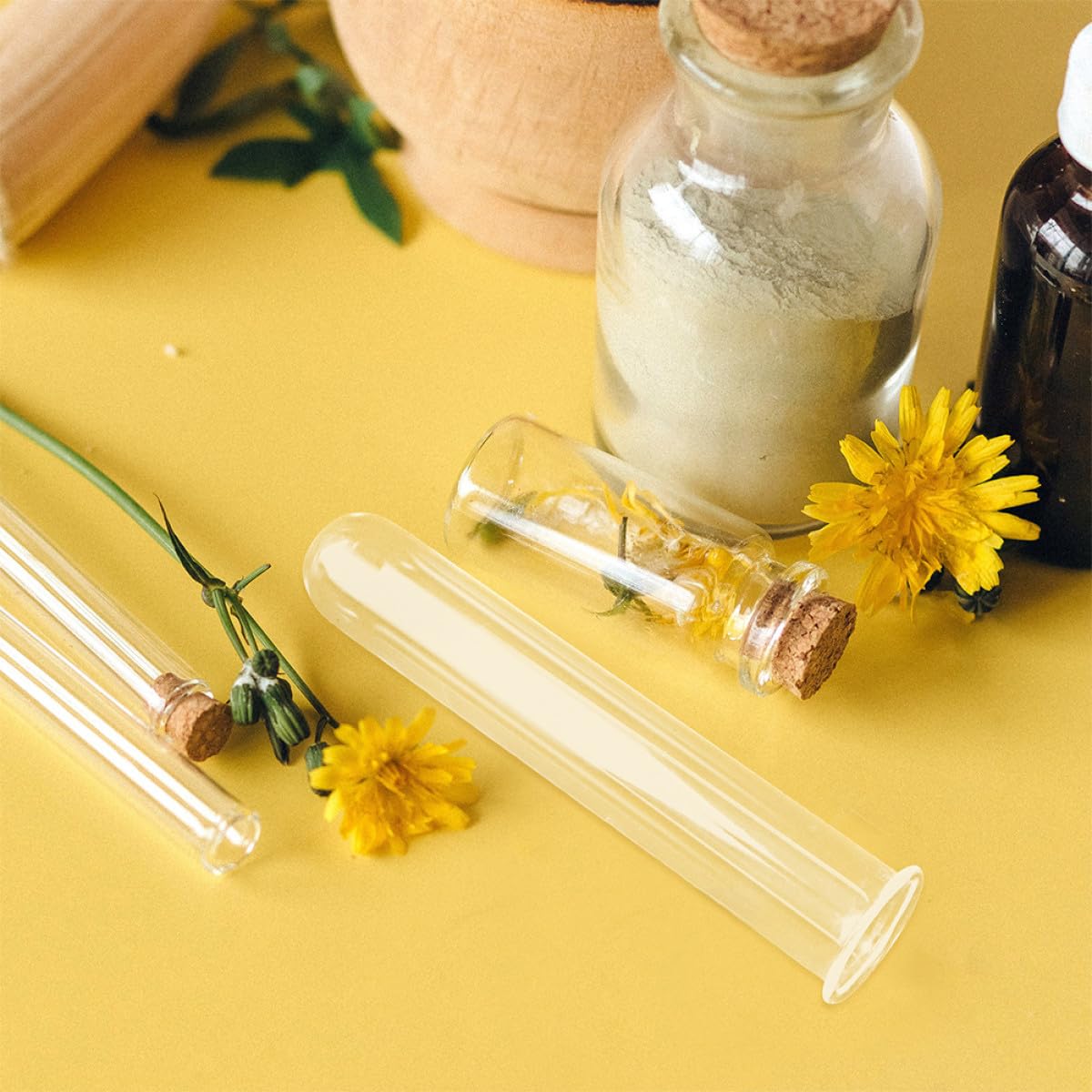 HOOTNEE 4pcs Glass Hydroponic Test Tube Vases 2.5x3x18cm Desktop Terrarium Plant Propagation Holders Floral Water Planter Tubes for Home Décor and Office Use