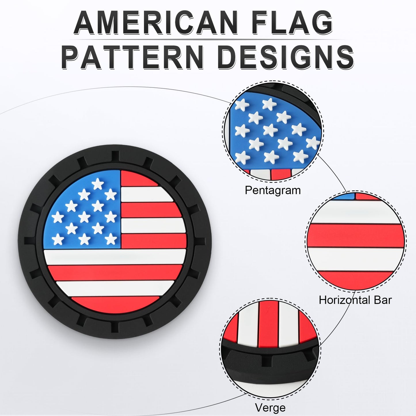 JUSTTOP Car Cup Holder Coaster,American Flag Non-Slip Insert Car Cup Coaster,Car Accessories Interior for Women and Man,4 Pack Multicolour